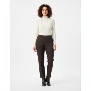 Lafayette 148 New York Bleeker Virgin Wool Brown Trousers Size 16